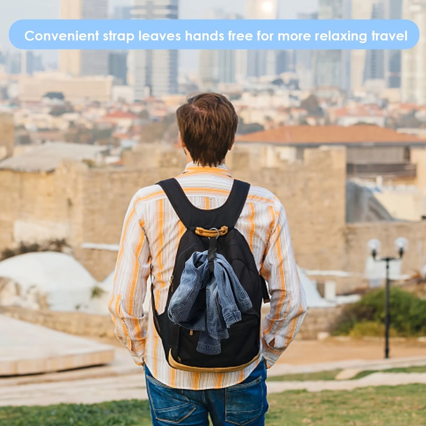 Travel Luggage Fixed Strap - Portable External Strap with Release Buckle, Add-A-Bag Luggage Strap and Jacket Holder for Backpacks
