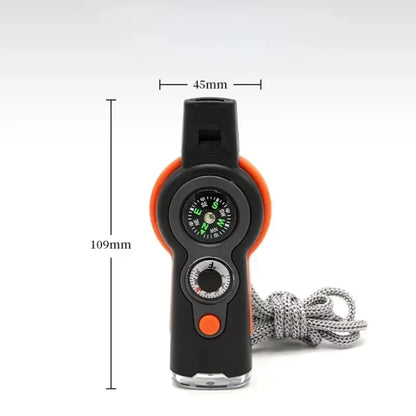 7-in-1 Outdoor Survival Whistle – Emergency Camping & Hiking Rescue Tool