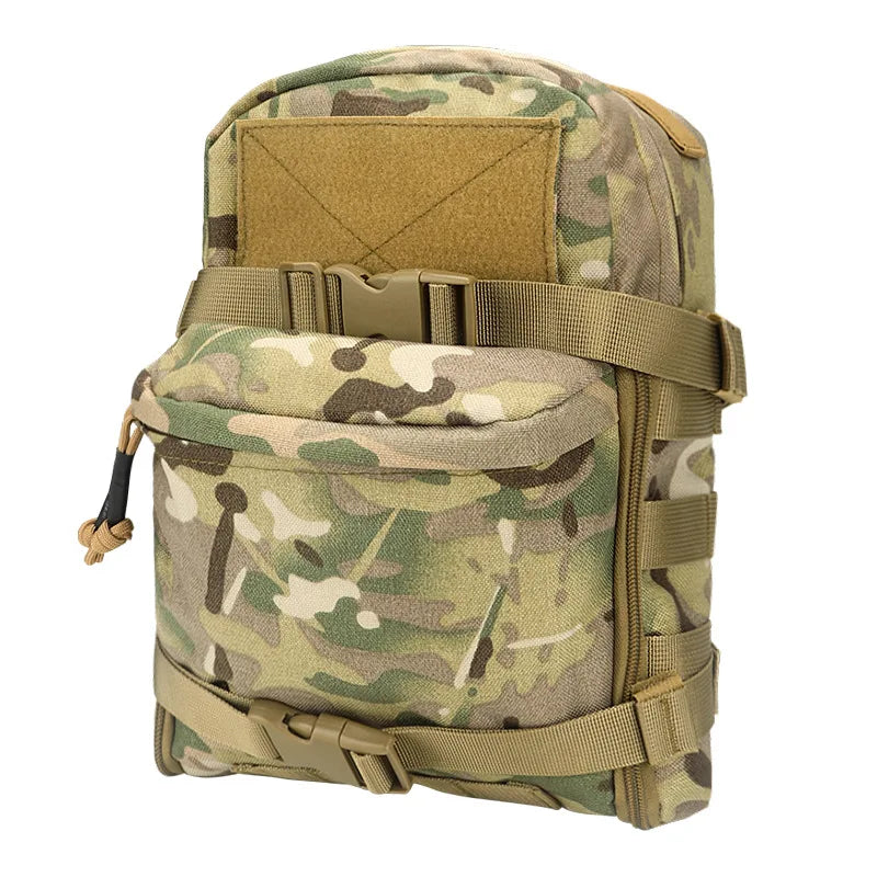 Mini Tactical Hydration Backpack - 1000D Nylon Outdoor Water Bladder Carrier with Zipper Pouch, Ideal for Hunting and Sports