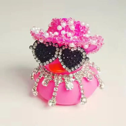 Luxury Diamond Rubber Duck Car Ornaments - Cute Dashboard Decorations & Funny Gifts for Jeep, BMW & Office Displays