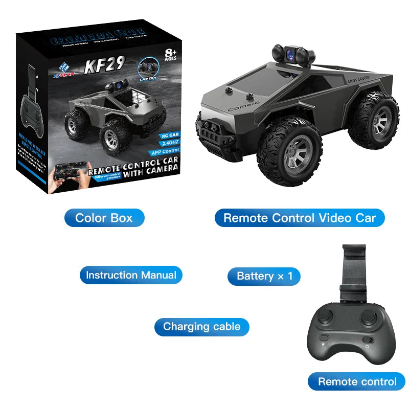 NEW KF29 RC Car with HD Camera – FPV Wireless Remote Control Toy for Photos, Videos & Conversation Gift
