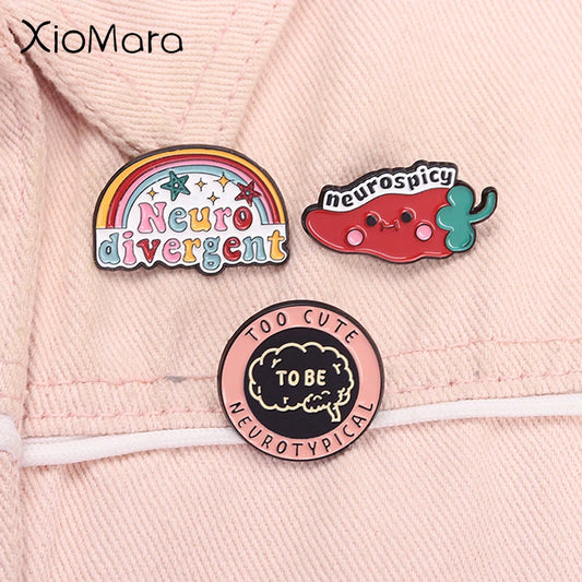 Neurospicy Chili Enamel Pin - Funny Neurodivergent Autism ADHD Dyslexia Awareness Brooch Badge Jewelry Accessory