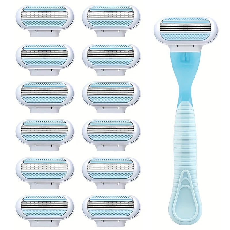 3-Layer Women’s Manual Razor — Replaceable Head Shaver for Armpit, Bikini & Body Hair Removal