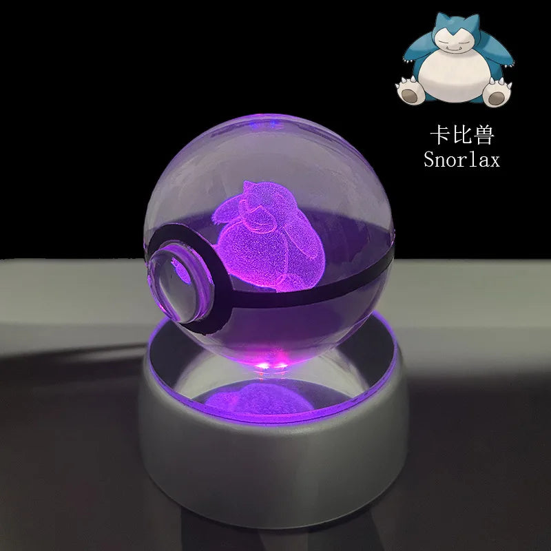 Pokemon Crystal Ball Night Light – Pikachu, Gengar, Eevee, Mewtwo & Lucario LED Pokeball, Kids Birthday Gift & Home Decor
