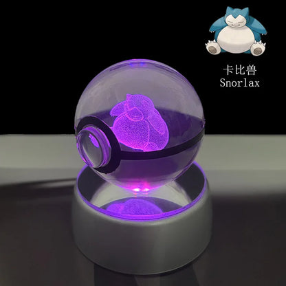 Pokemon Crystal Ball Night Light – Pikachu, Gengar, Eevee, Mewtwo & Lucario LED Pokeball, Kids Birthday Gift & Home Decor
