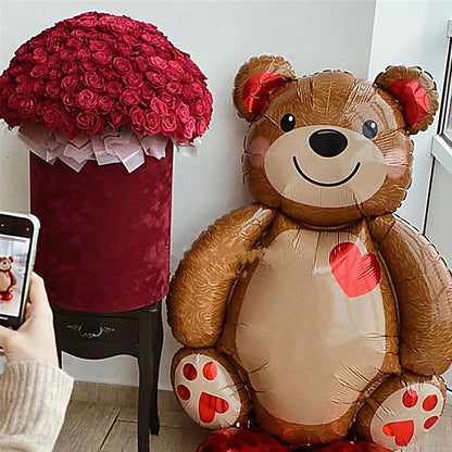 Valentine's Day Big Love Bear Foil Balloons - Perfect for Wedding and Engagement Party Decorations, Romantic Gifts