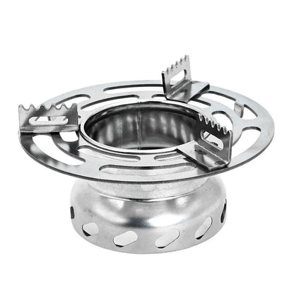 Portable Alcohol Stove Set - Aluminum Burner with Steel Windproof Stand for Camping, Hiking & Backpacking