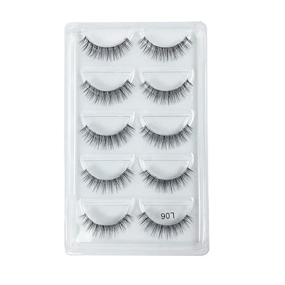 5 Pairs Manga Style Cosplay False Eyelashes – Soft Natural Short Mink Strip Lashes with Clear Band