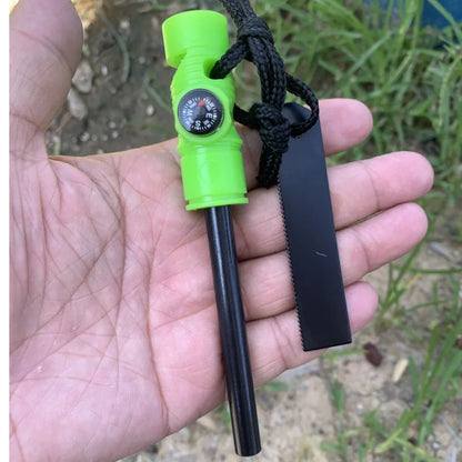 3-in-1 Long Magnesium Fire Starter – Survival Ignition Rod with Whistle & Compass