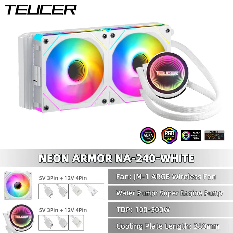 TEUCER NA-360 PC Water Cooling Radiator – Liquid Cooler for Intel LGA 2011/1700/1200/1155, AMD AM4/AM5, X99 Motherboard Support