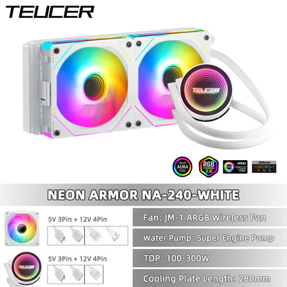 TEUCER NA-360 PC Water Cooling Radiator – Liquid Cooler for Intel LGA 2011/1700/1200/1155, AMD AM4/AM5, X99 Motherboard Support