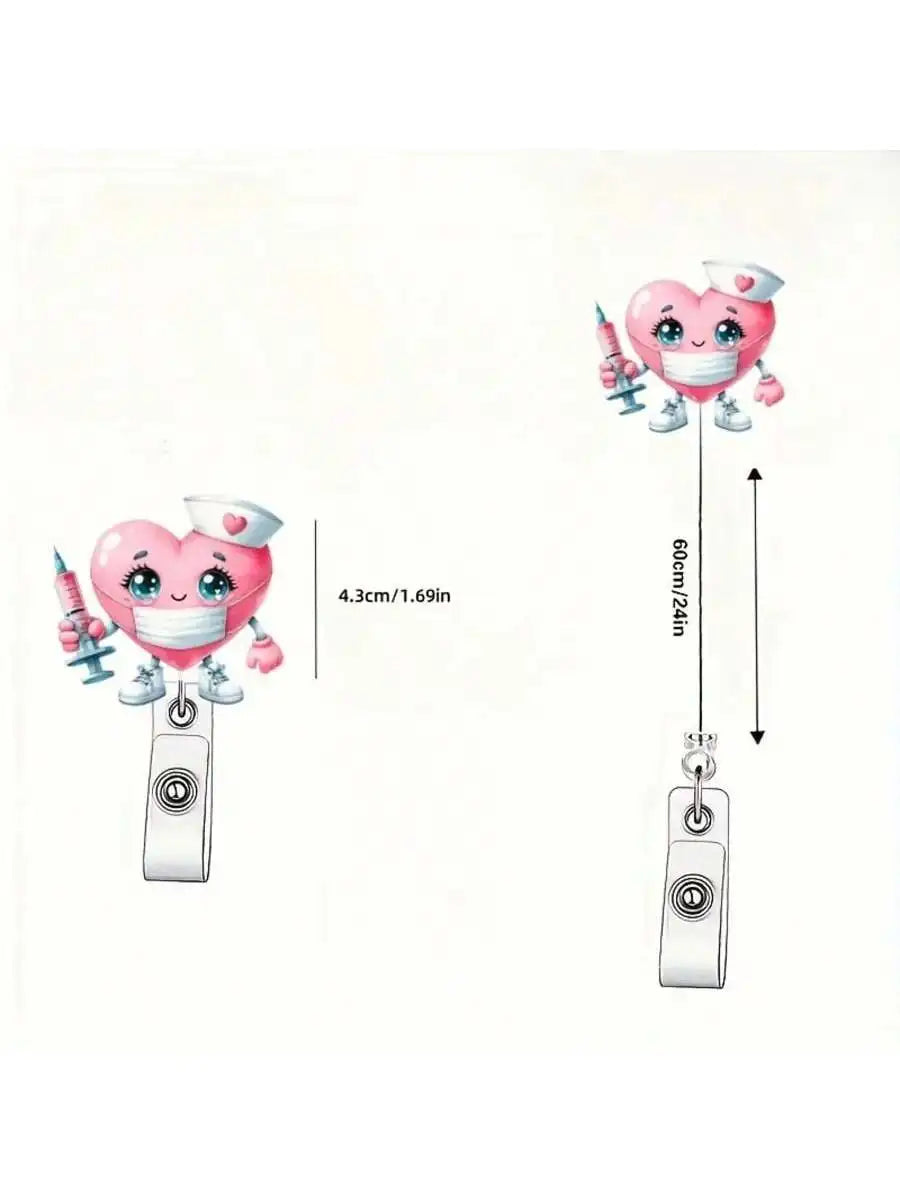 Cute Nurse Retractable Badge Holder - Acrylic Medical ID Clip Reel for Doctors, RN & LPN Staff