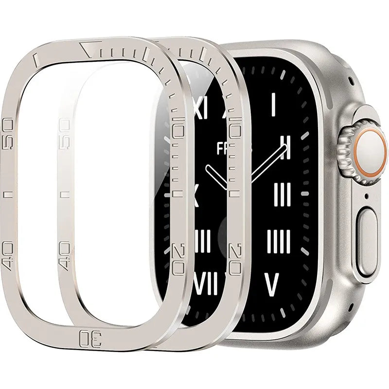 Tempered Glass Screen Protector for Apple Watch Ultra 2 49mm – Anti-Scratch HD Full Film with Metal Bumper, iWatch Ultra Accessories