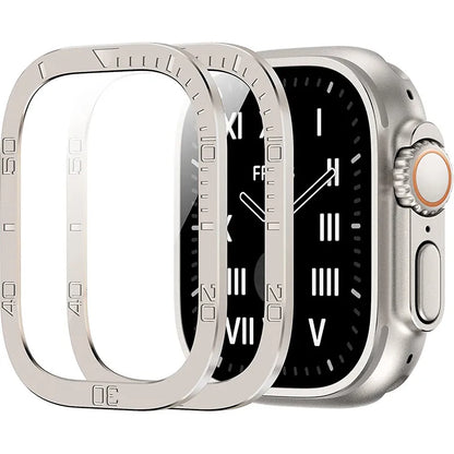 Tempered Glass Screen Protector for Apple Watch Ultra 2 49mm – Anti-Scratch HD Full Film with Metal Bumper, iWatch Ultra Accessories
