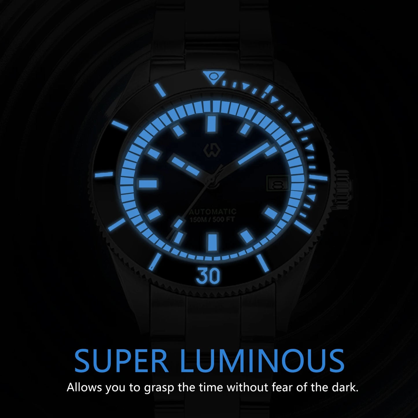 Men’s Automatic Mechanical Watch – Super Luminous Bezel, Japan NH35 Movement, 150M Waterproof Diving Watch
