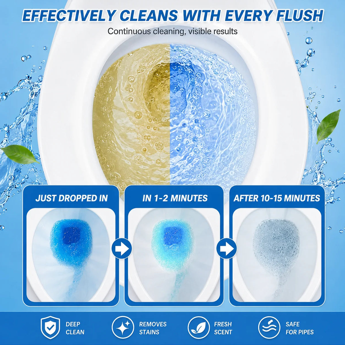 6/12-Pack Long-Lasting Toilet Bowl Cleaner Tablets - Automatic Toilet Cleaning with Sustained-Release Formula for Stain Control and Freshness