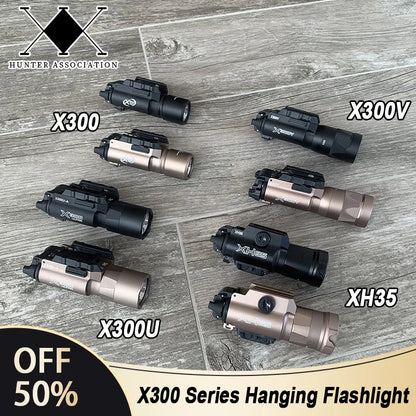 Tactical Surefire X300/X300U/X300V/XH35 LED Pistol Light – Metal Strobe, 20mm Rail Mount, Airsoft & Hunting Flashlight