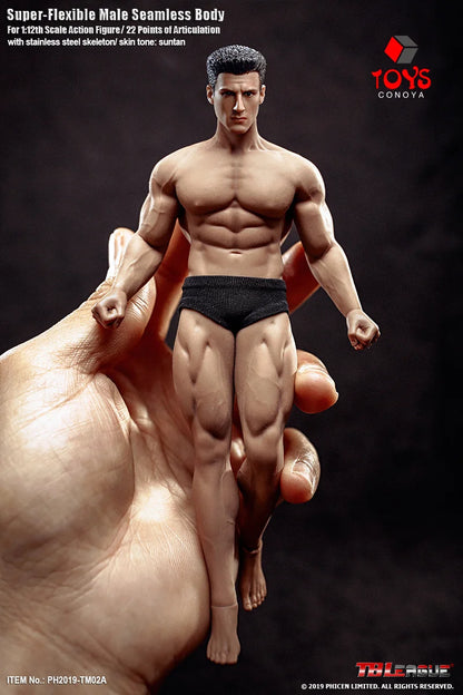 TBLeague Phicen 1/12 Male Action Figure Body - Super Flexible Seamless Suntan Skin Steel Skeleton Doll