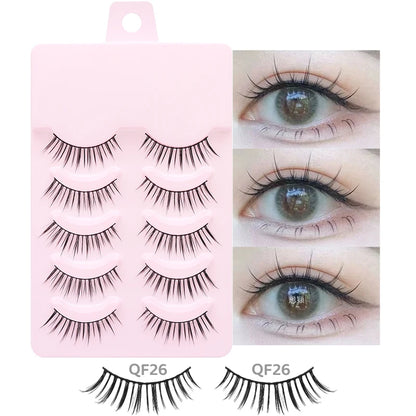 DINGSEN 5 Pairs Manga Style False Eyelashes — Soft, Natural, Long Anime Wispy Strip Lashes for Makeup