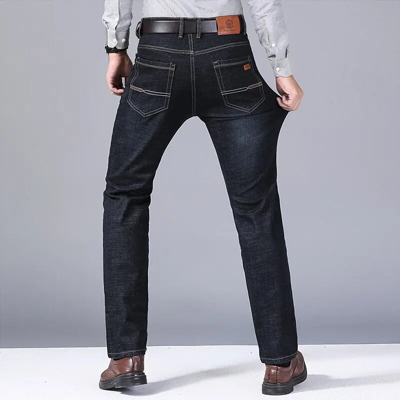Men’s Classic Black Jeans — Soft Biker Denim Pants Jean Homme Pantalones Hombre Masculino Overalls, Sizes 32-38
