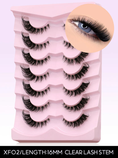 GROINNEYA Cat Eye False Eyelashes – Natural Long Clear Band Winged End Faux Mink Lashes for Eye-Enhancing Makeup