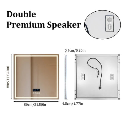LUVODI Bluetooth LED Bathroom Mirror – Large Anti-Fog Lighted Vanity Mirror with 3-Color Modes