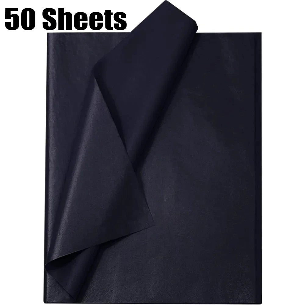 Black Tissue Paper Sheets - 10-100pcs Gift Wrapping Craft Paper for DIY Art and Flower Decoration