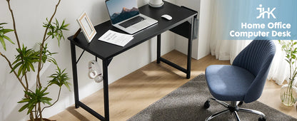 Computer Desk – Modern Compact Writing & Gaming Table with Side Bag, Headphone Hook, Easy Assembly