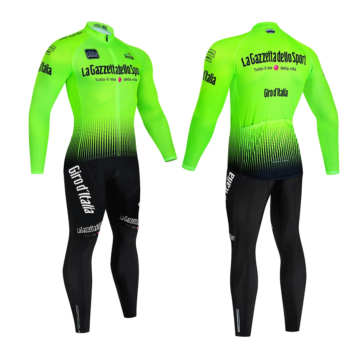 Tour De Italy D'ITALIA Cycling Clothes – Men's Fleece Jersey & Bib Pants Sports Set, Bicycle Uniform Costume
