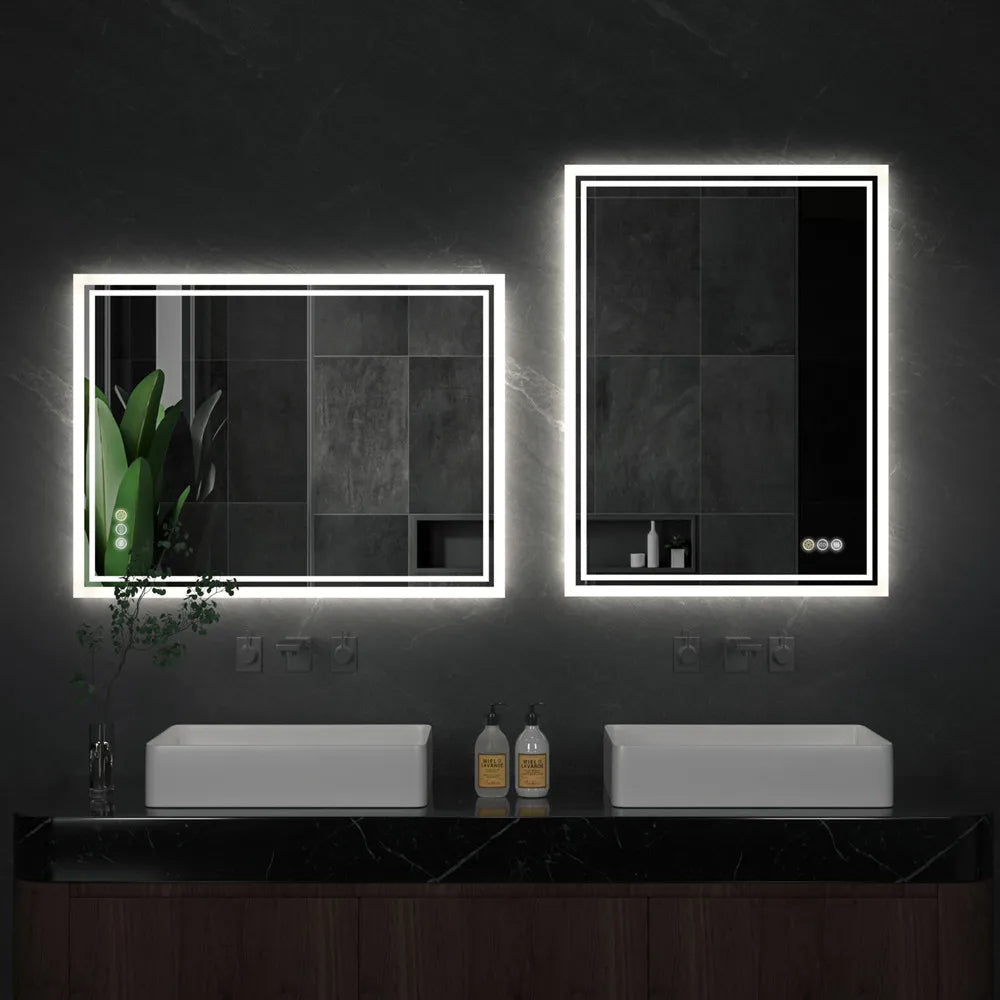 LUVODI 28x36 Inch LED Bathroom Mirror — Backlit Dimmable Wall-Mounted Defog Vanity Mirror