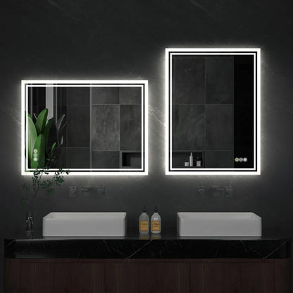 LUVODI 28x36 Inch LED Bathroom Mirror — Backlit Dimmable Wall-Mounted Defog Vanity Mirror