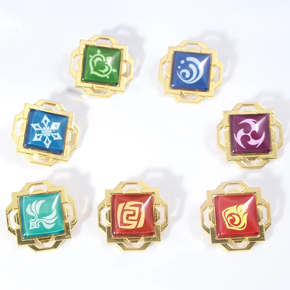 Genshin Impact Metal Brooch Pins - Primogem Xiao Vision Element Badge Cosplay Collectible Jewelry