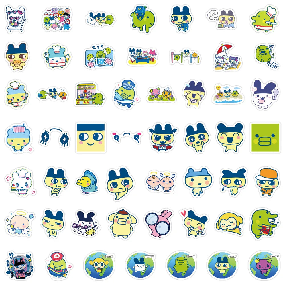 100-Piece Tamagotchi Graffiti Sticker Set - Cute Cartoon Stickers for Notebooks, Luggage, Scrapbooks, and DIY Crafts
