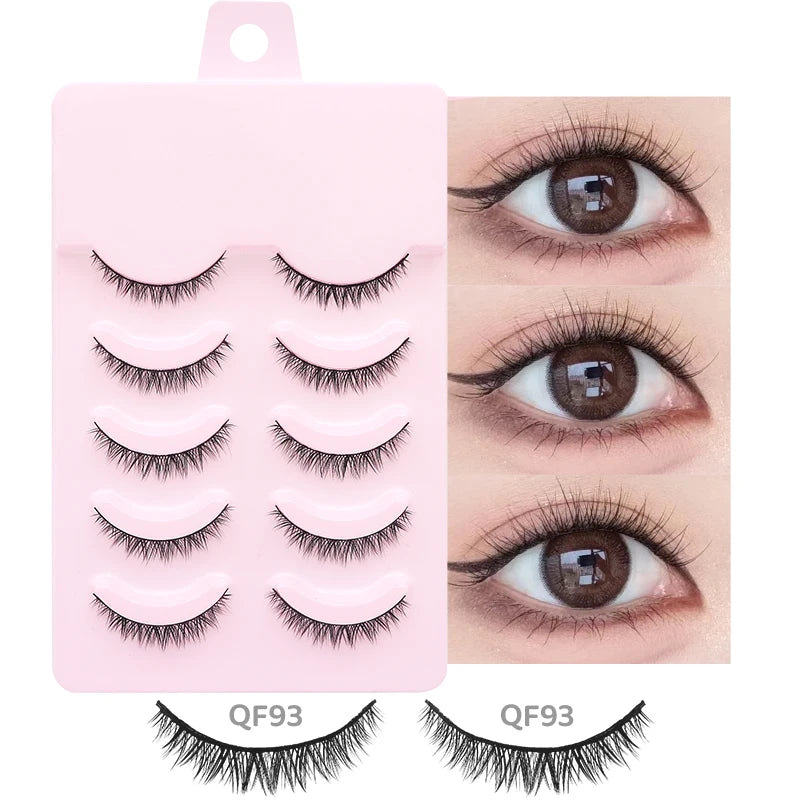 DINGSEN 5 Pairs Manga Style False Eyelashes — Soft, Natural, Long Anime Wispy Strip Lashes for Makeup