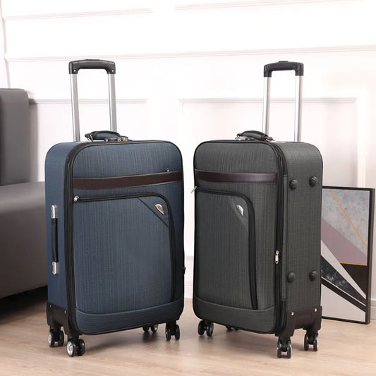 Ex Canvas Travel Suitcase – Trendy Fashionable Rolling Luggage with Combination Lock & 360° All-Direction Wheels for Business Travel