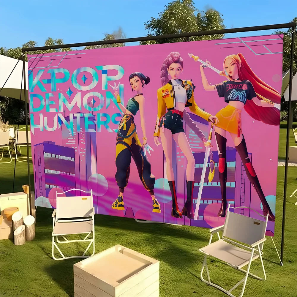 K-Pop Demon Hunters Cartoon Flag – Outdoor, Party & Home Decoration Banner