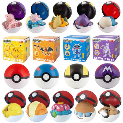 Pokemon Action Figures Set – Pikachu, Gengar, Dragonite, Snorlax & Pokeball Toys