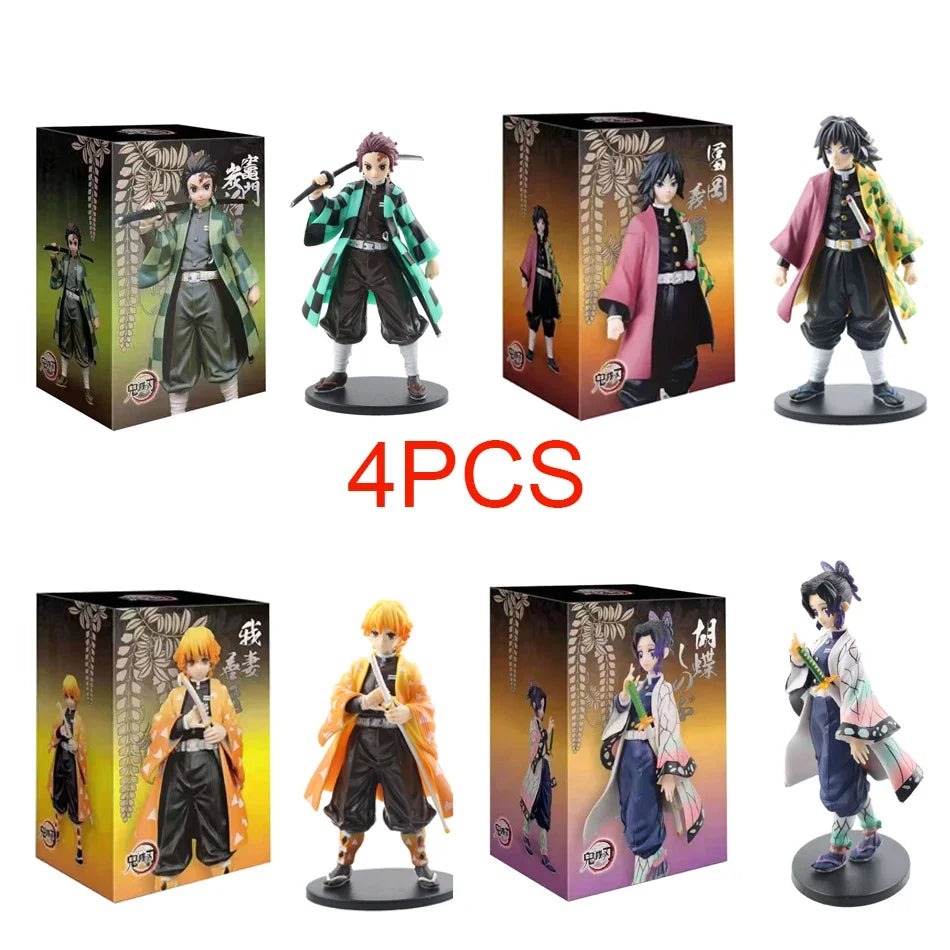 Anime Demon Slayer Kimetsu No Yaiba Action Figures – Tanjirou, Nezuko, Zenitsu & Inosuke PVC Model Toys
