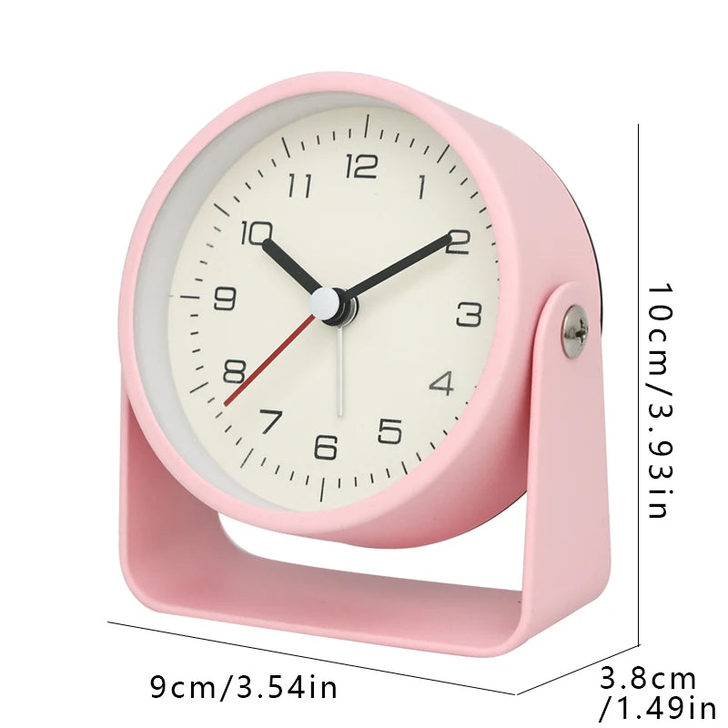 Creative Metal Minimalist Silent Alarm Clock – Small Quartz Desktop Clock for Student Desk, Room & Office Decor