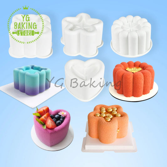 Dorica Silicone Dessert Mold — Single Bento Round, Heart, Square & Star Pudding, Mousse & Chocolate Baking Pan for DIY Cakes and Pastries