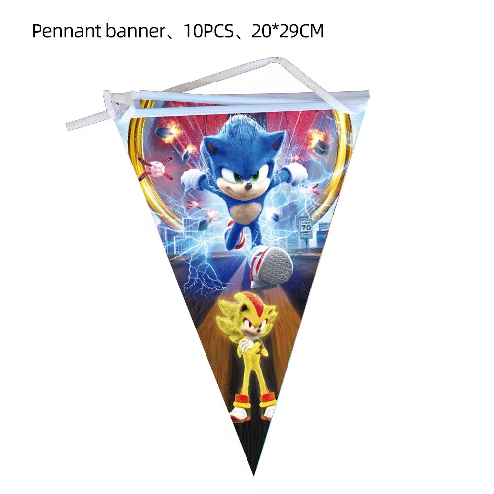 Sonic Cartoon Party Supplies Set – Disposable Tableware with Plates, Cups, Napkins & Balloons for Boys’ Birthday & Baby Shower Decor