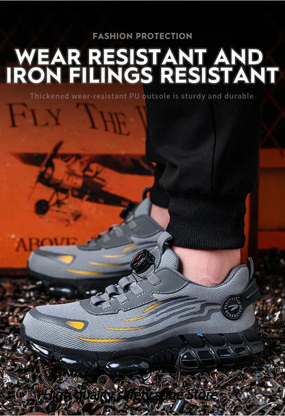 Rotating Button Safety Shoes for Men – Anti-Smash, Anti-Puncture Work & Security Protective Boots, Fashion Sport Design