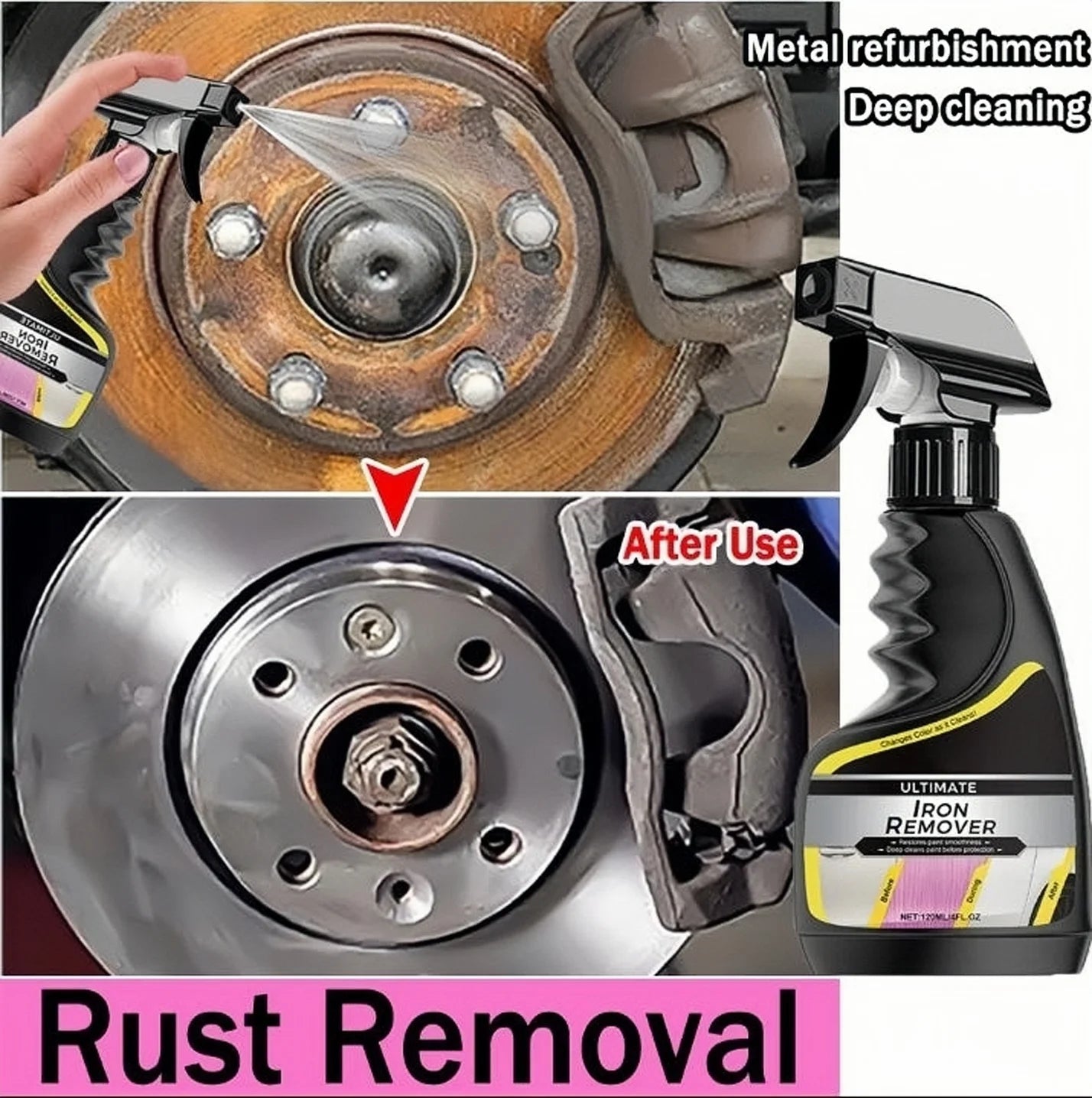 Car Rust Remover Spray – Quick Cleaner for Wheels, Exhaust Pipes & Metal Surfaces, Rust & Iron Powder Removal