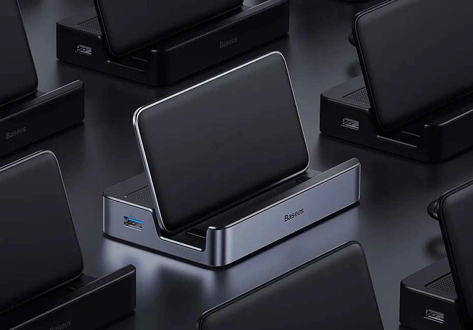 Baseus 6-in-1 USB-C Docking Station Hub — 4K HDMI, Gigabit Ethernet, USB 3.0 | Compatible with Steam Deck & Nintendo Switch