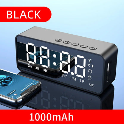 Bluetooth Alarm Clock Speaker - Portable FM Radio Wireless Music Speaker with Subwoofer