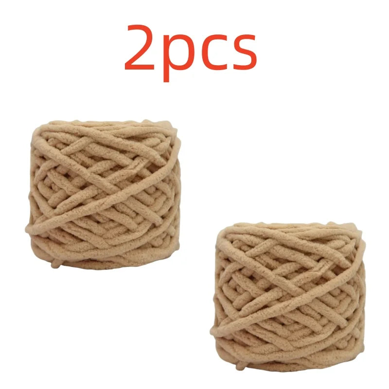 100g Chenille Knitting Yarn – Soft Thick Cotton Ice Strip Wool for DIY Hand Knitting Scarves & Crafts