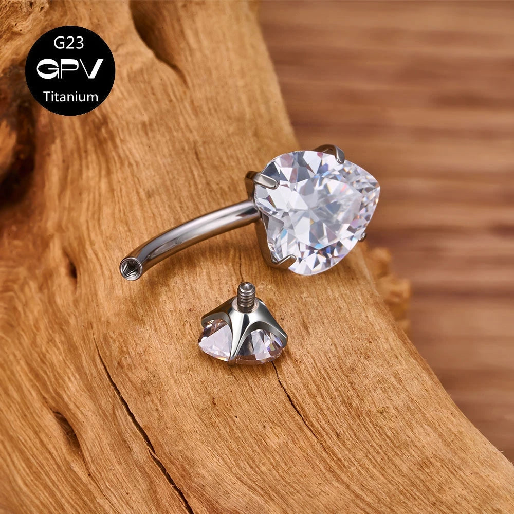 G23 Titanium Double-Head Navel Ring - Fashionable Love Design Belly Button Jewelry