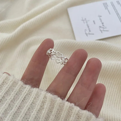 VENTFILLE 925 Sterling Silver Adjustable Ring – Vintage Hollow Line Punk Hip Hop Couple Jewelry