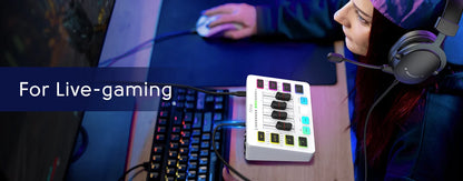 FIFINE 4-Channel USB Gaming Mixer with XLR Mic Interface – RGB Sound Mixer for Game, Podcast & Streaming AmpliGame SC3W