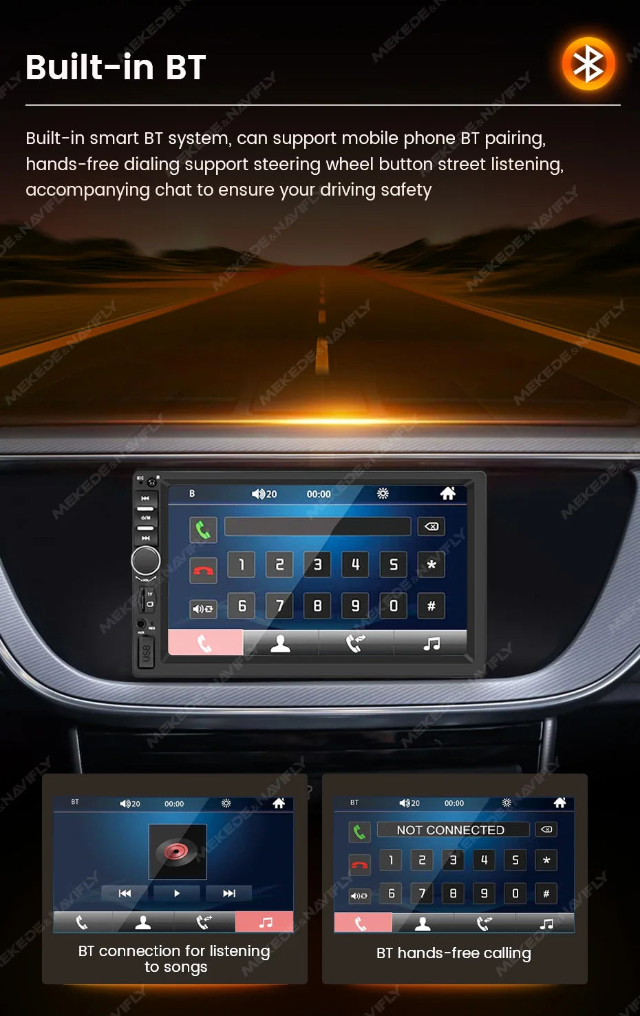 1DIN Universal 6.86" MP5 Car Radio – Wireless CarPlay Android Auto Multimedia Video Player with AUX, USB, SWC, Bluetooth & Touchscreen